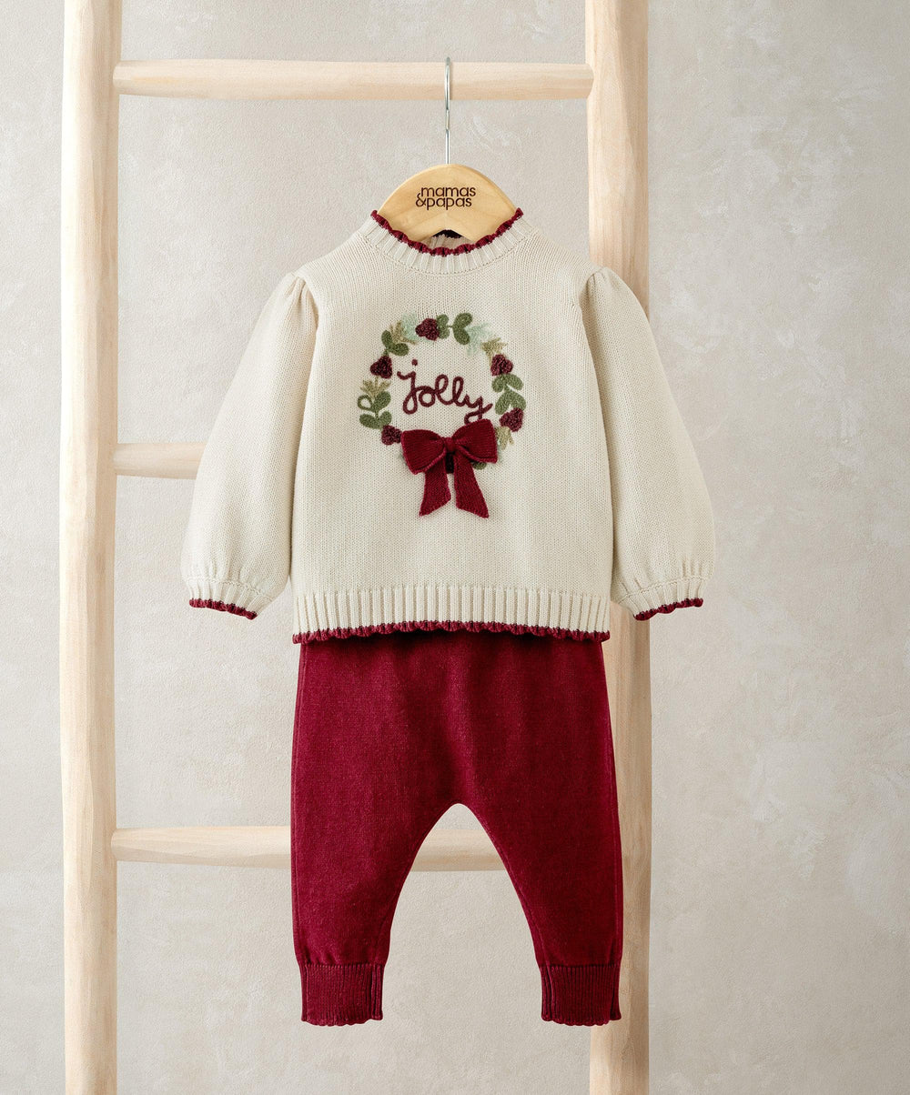 Mamas &amp; Papas Outfits &amp; Sets Christmas Wreath Top &amp; Leggings Outfit Set