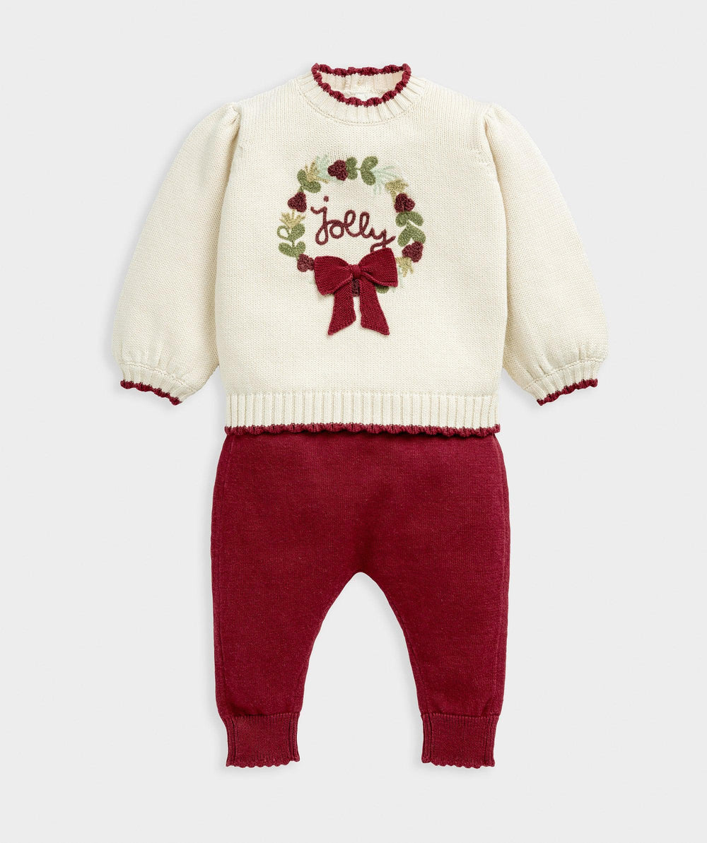 Mamas &amp; Papas Outfits &amp; Sets Christmas Wreath Top &amp; Leggings Outfit Set