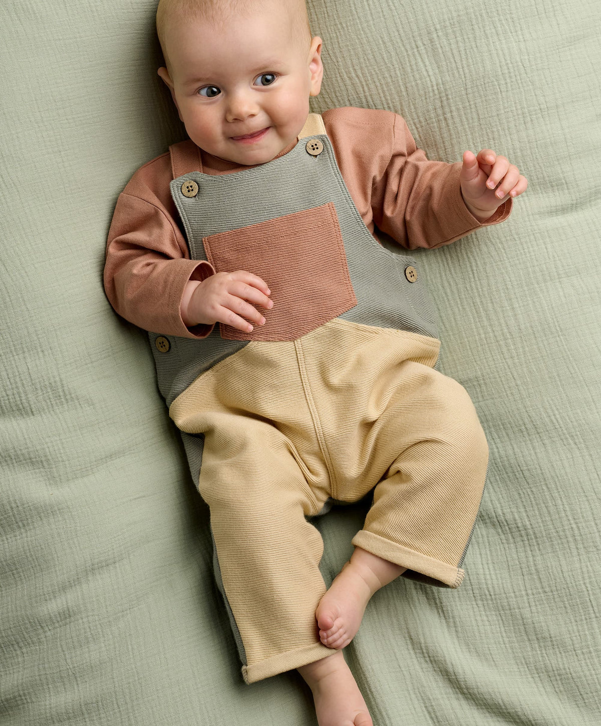 Mamas & Papas Outfits & Sets Colour Block Dungaree Outfit Set