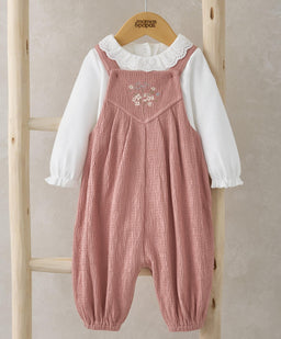 Mamas & Papas Outfits & Sets Crinkle Dungarees & Bodysuit Outfit Set - Pink