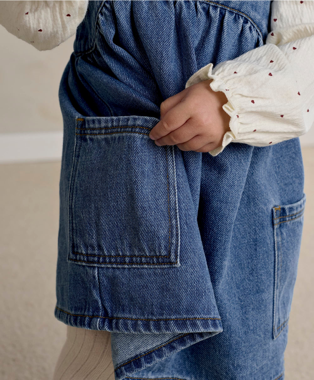 Mamas &amp; Papas Outfits &amp; Sets Denim Pinny Dress &amp; Heart Bodysuit Set