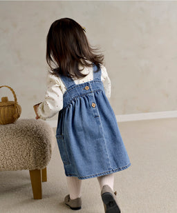 Mamas & Papas Outfits & Sets Denim Pinny Dress & Heart Bodysuit Set