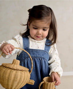 Mamas & Papas Outfits & Sets Denim Pinny Dress & Heart Bodysuit Set