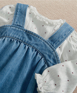 Mamas & Papas Outfits & Sets Denim Pinny Dress & Heart Bodysuit Set