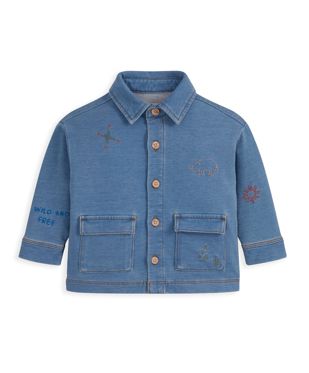 Mamas &amp; Papas Outfits &amp; Sets Denim Shacket &amp; T-Shirt