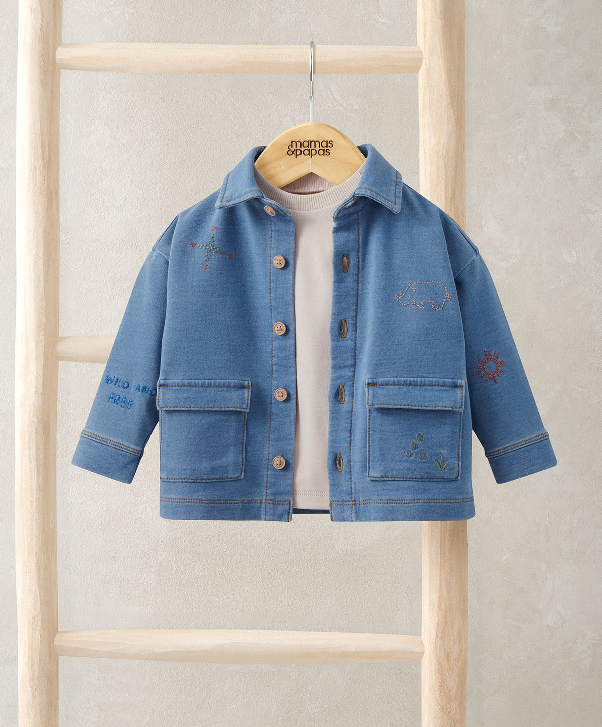 Mamas & Papas Outfits & Sets Denim Shacket & T-Shirt