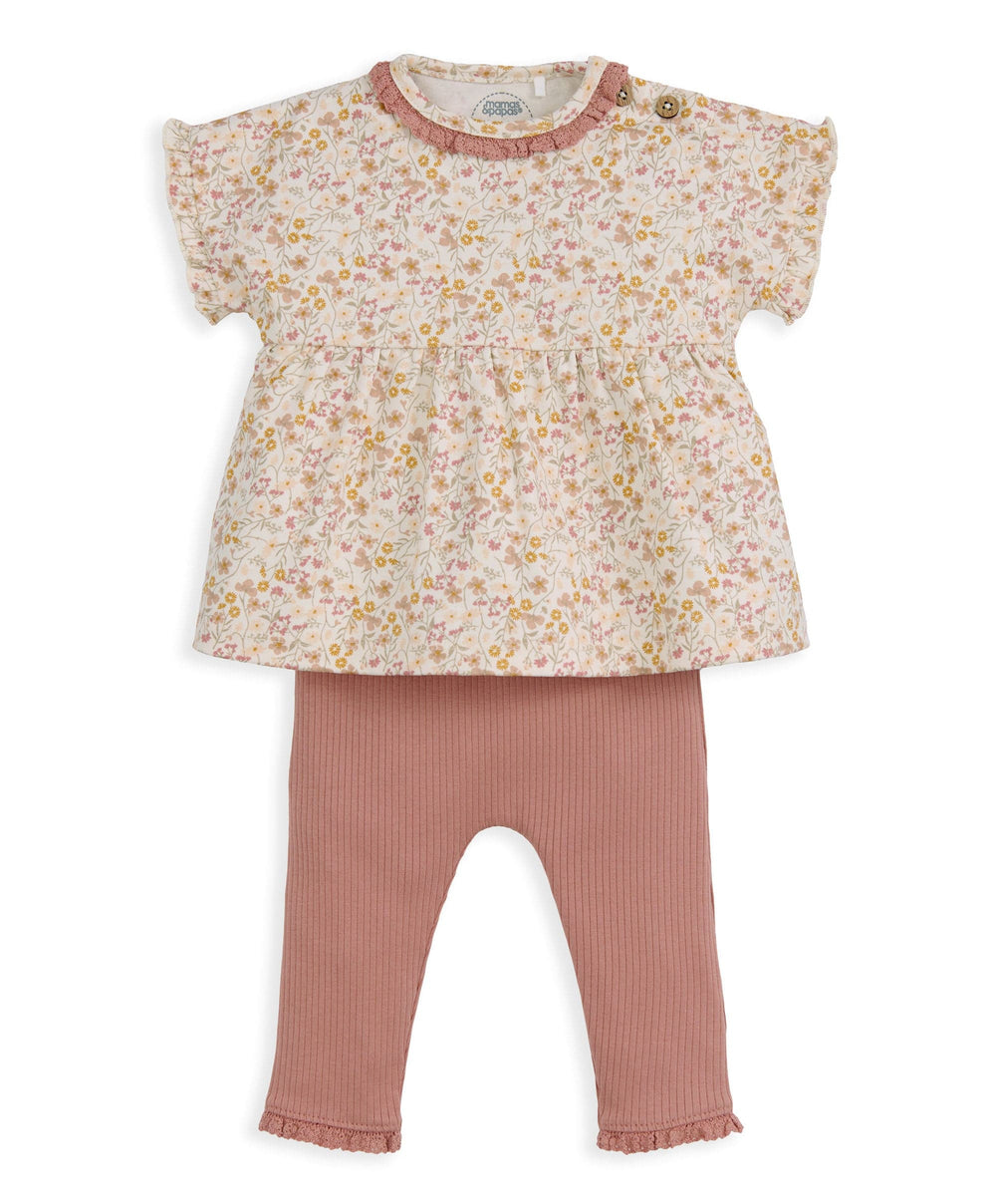 Mamas &amp; Papas Outfits &amp; Sets Ditsy T-Shirt &amp; Leggings Outfit Set