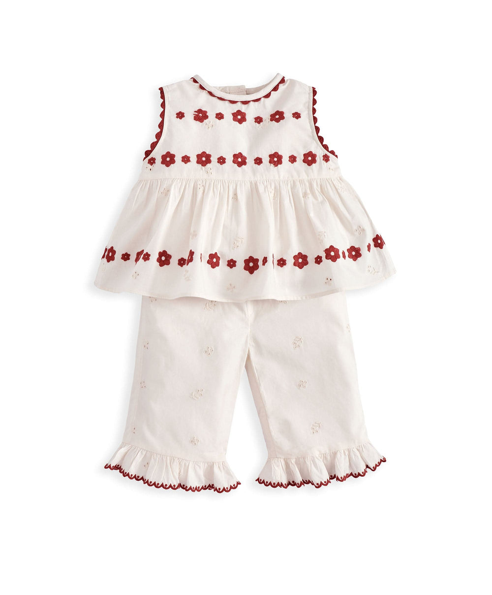 Mamas &amp; Papas Outfits &amp; Sets Embroidery Top &amp; Trouser Set