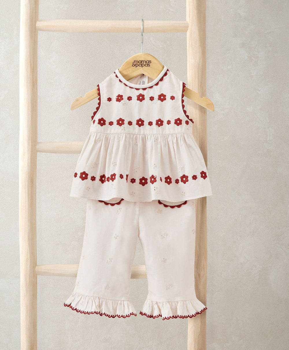 Mamas &amp; Papas Outfits &amp; Sets Embroidery Top &amp; Trouser Set