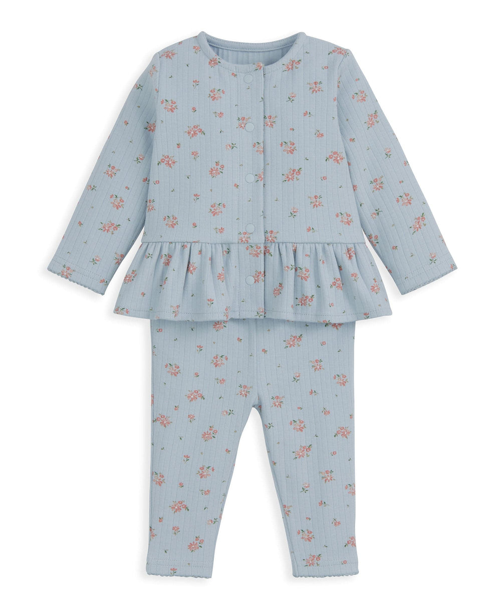 Mamas &amp; Papas Outfits &amp; Sets Floral Ribbed Top &amp; Leggings Outfit Set