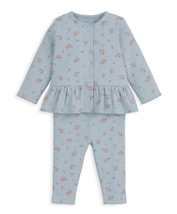 Mamas & Papas Outfits & Sets Floral Ribbed Top & Leggings Outfit Set