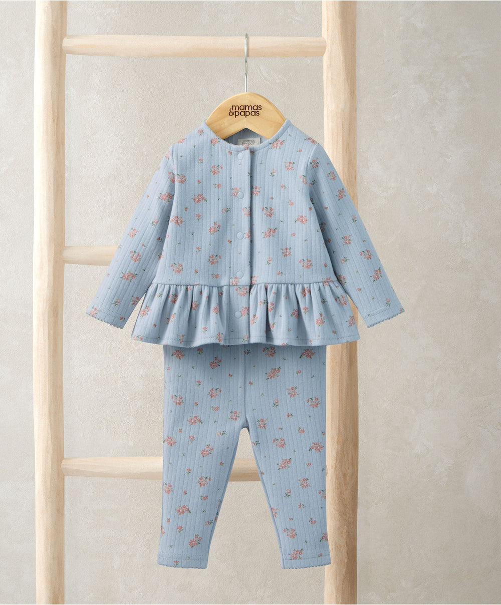 Mamas &amp; Papas Outfits &amp; Sets Floral Ribbed Top &amp; Leggings Outfit Set