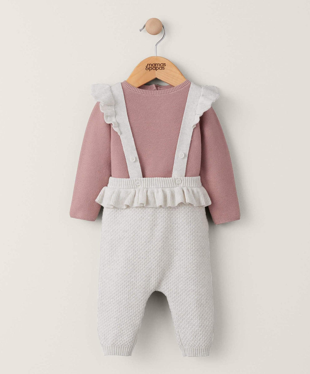 Mamas & Papas Outfits & Sets Frilled Knitted Dungaree Set (2 Piece)