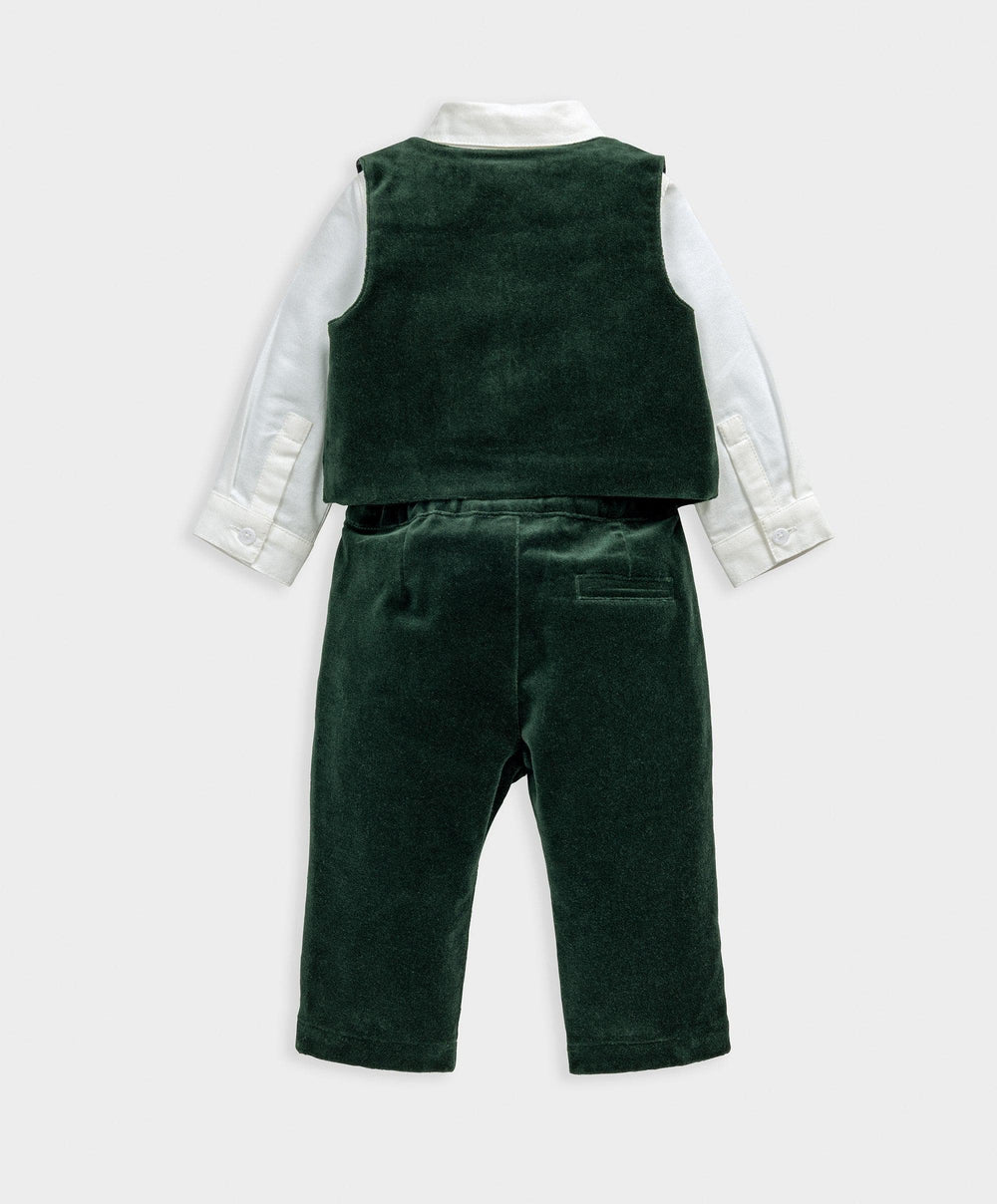 Mamas &amp; Papas Outfits &amp; Sets Green Velour 3 Piece Suit