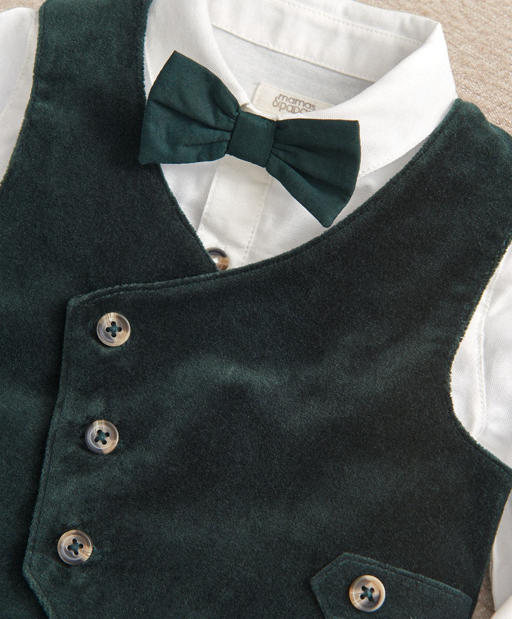 Mamas &amp; Papas Outfits &amp; Sets Green Velvet Suit ( Pack of 4)