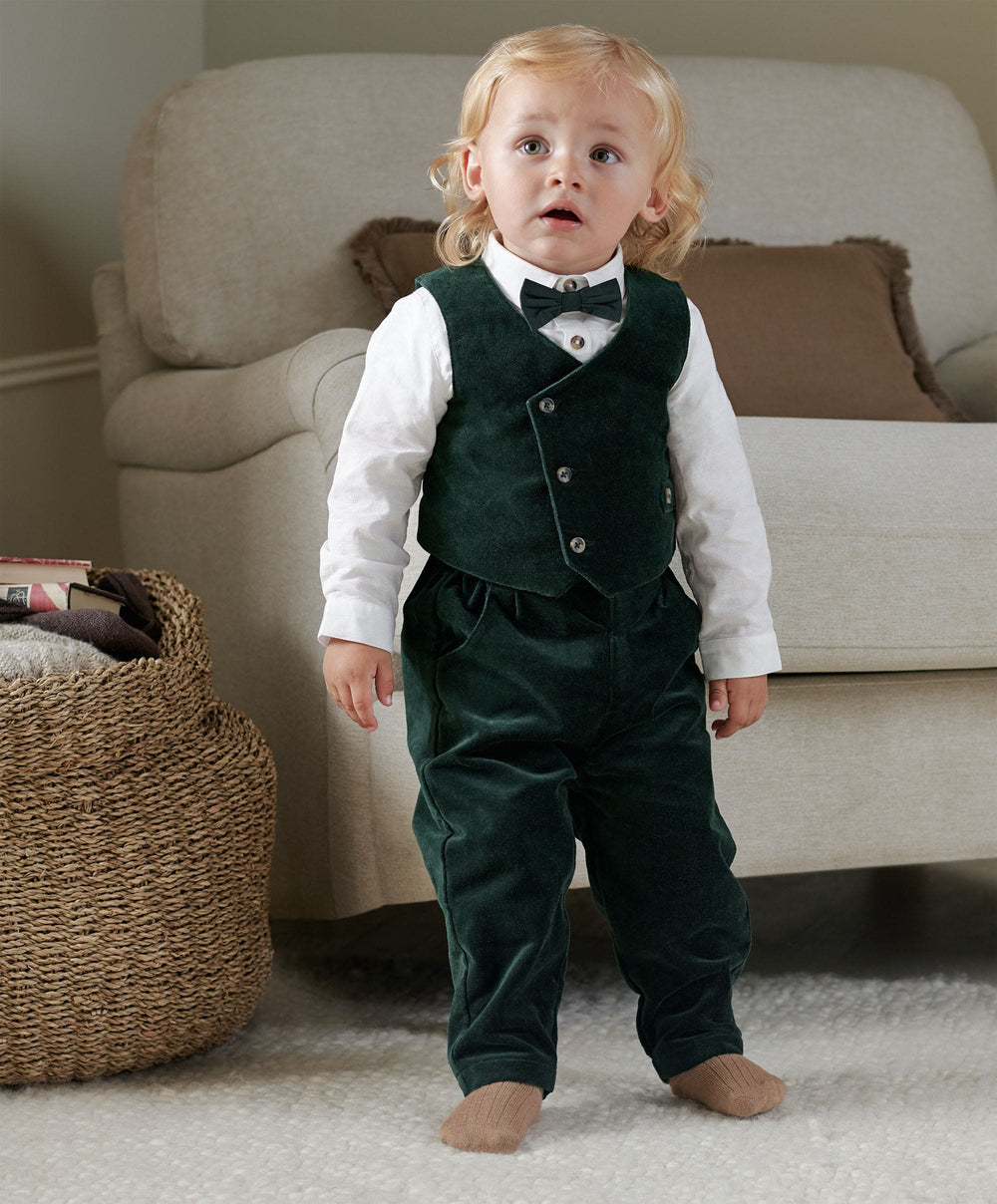 Mamas &amp; Papas Outfits &amp; Sets Green Velvet Suit ( Pack of 4)