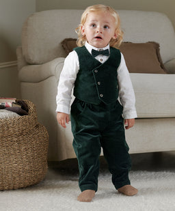 Mamas & Papas Outfits & Sets Green Velvet Suit ( Pack of 4)