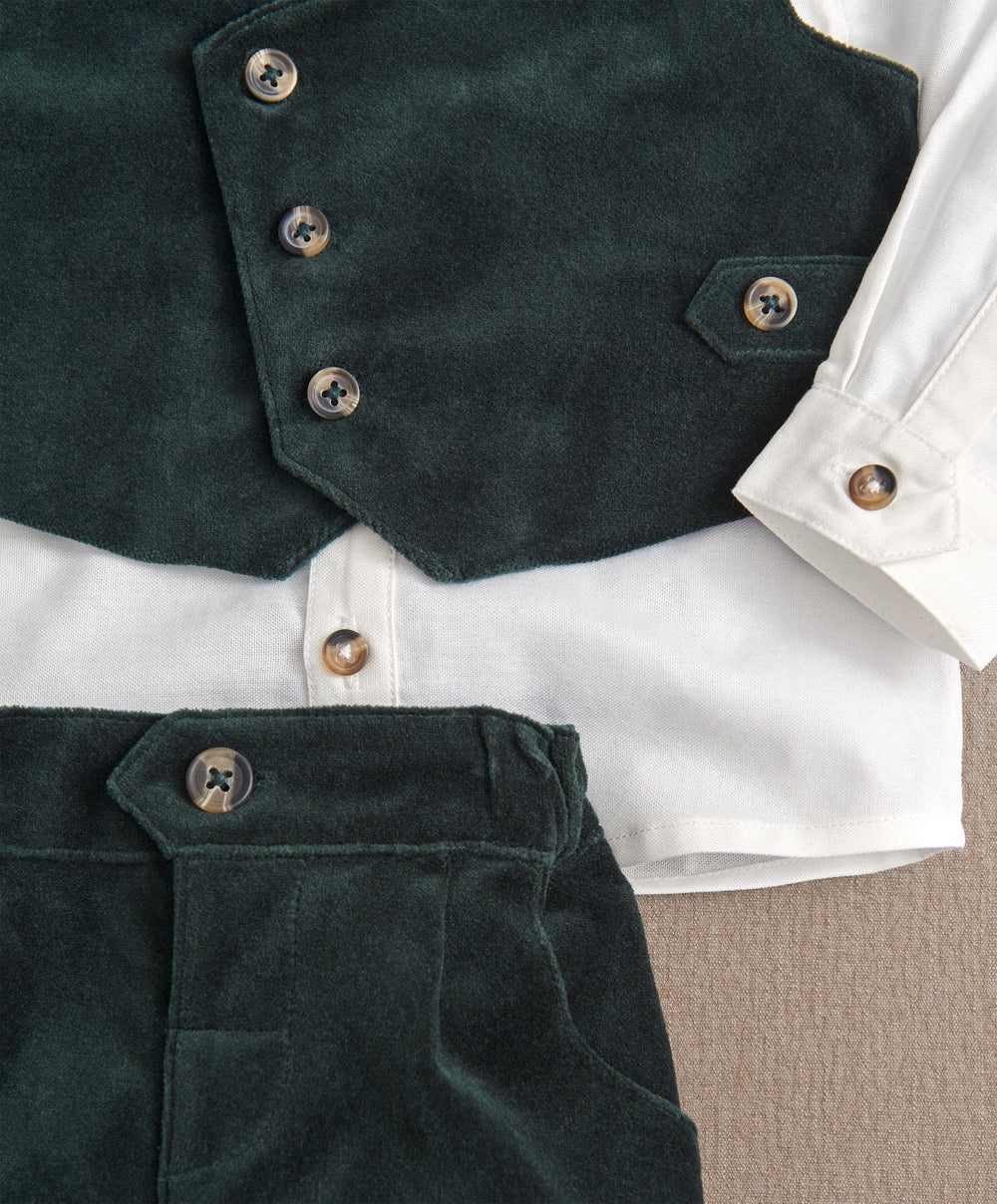 Mamas &amp; Papas Outfits &amp; Sets Green Velvet Suit ( Pack of 4)