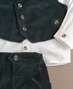 Mamas & Papas Outfits & Sets Green Velvet Suit ( Pack of 4)