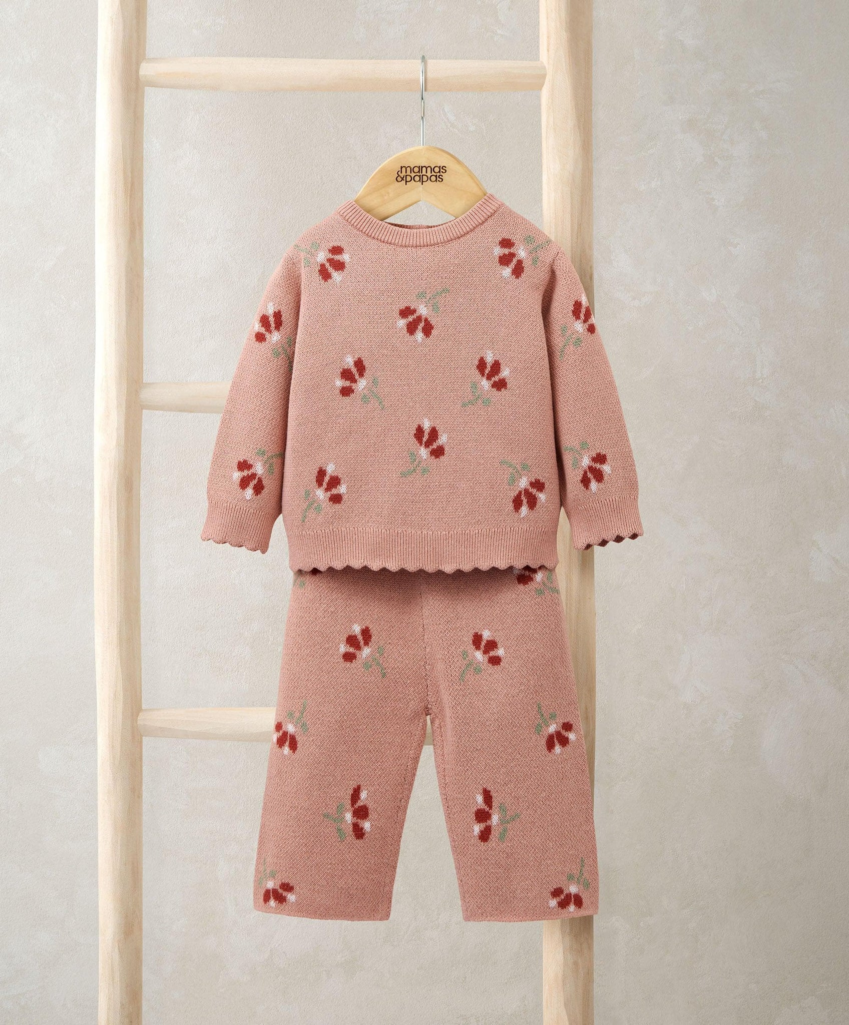 andmary Flower knit set up pink SET UP 