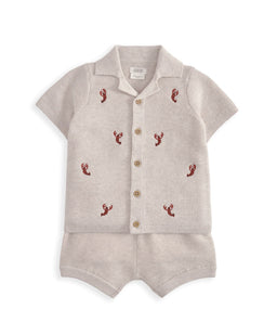 Mamas & Papas Outfits & Sets Knitted Lobster Shirt & Shorts