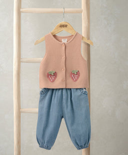 Mamas & Papas Outfits & Sets Knitted Waistcoat & Denim Trousers