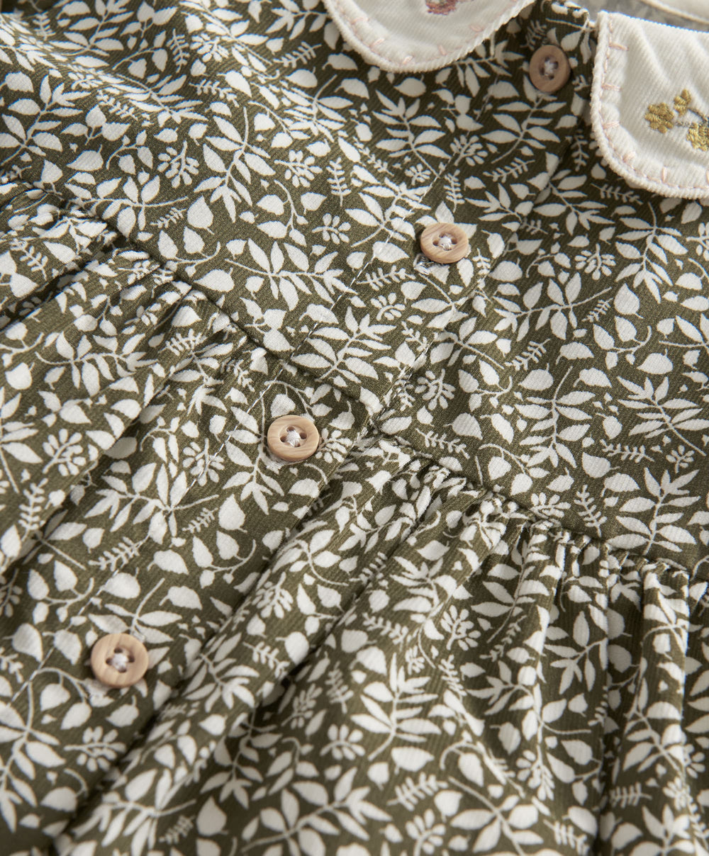 Mamas &amp; Papas Outfits &amp; Sets Leaf Print Dress &amp; Tights Set
