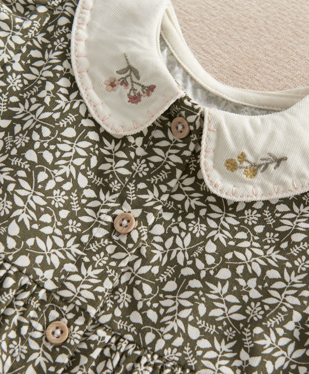 Mamas &amp; Papas Outfits &amp; Sets Leaf Print Dress &amp; Tights Set
