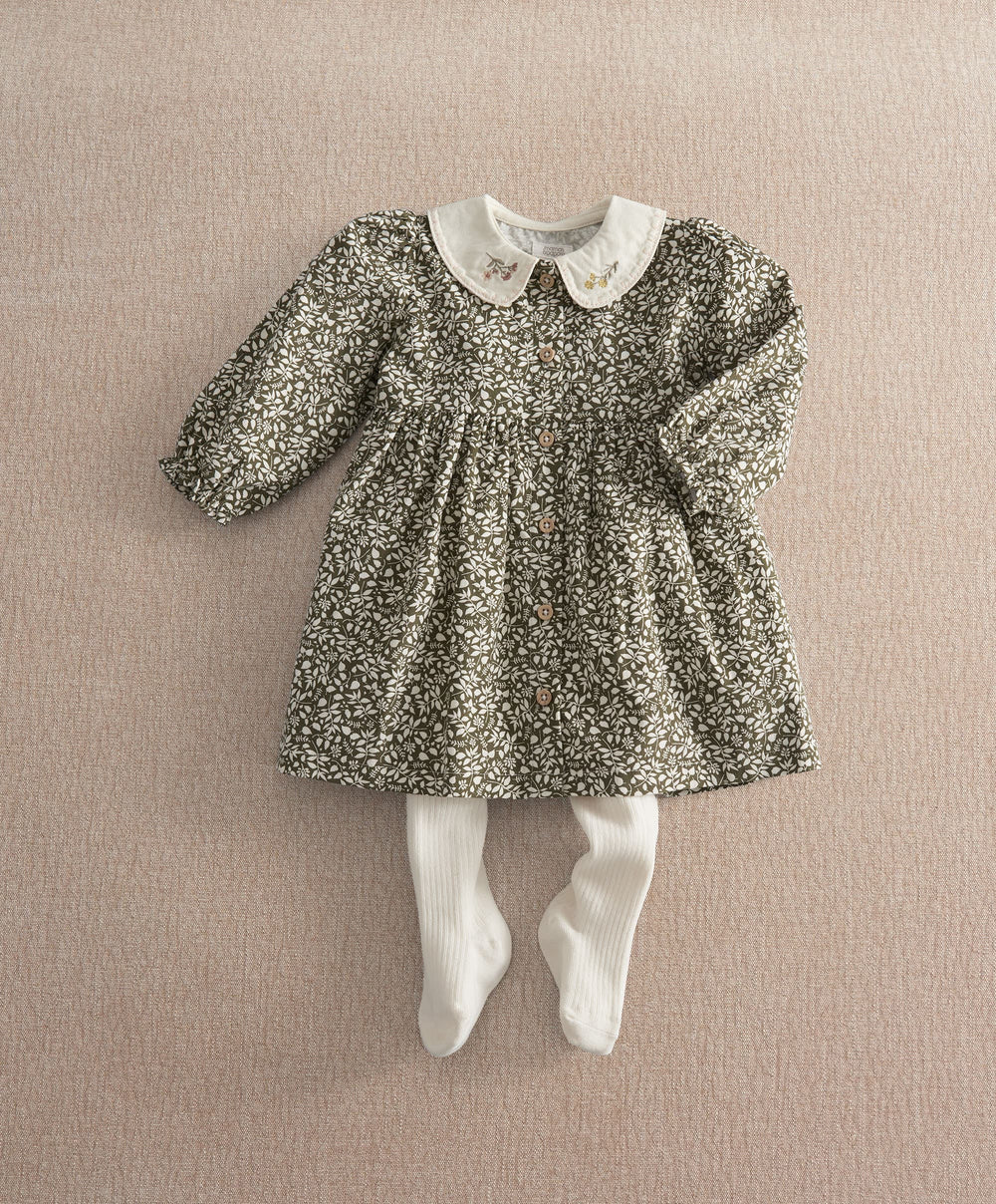 Mamas &amp; Papas Outfits &amp; Sets Leaf Print Dress &amp; Tights Set