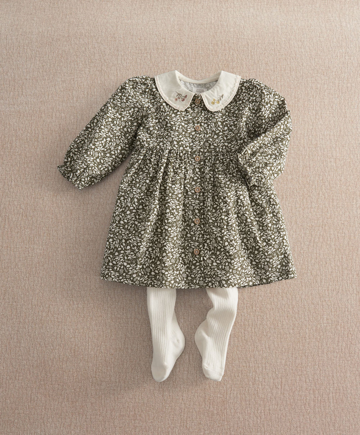 Mamas & Papas Outfits & Sets Leaf Print Dress & Tights Set