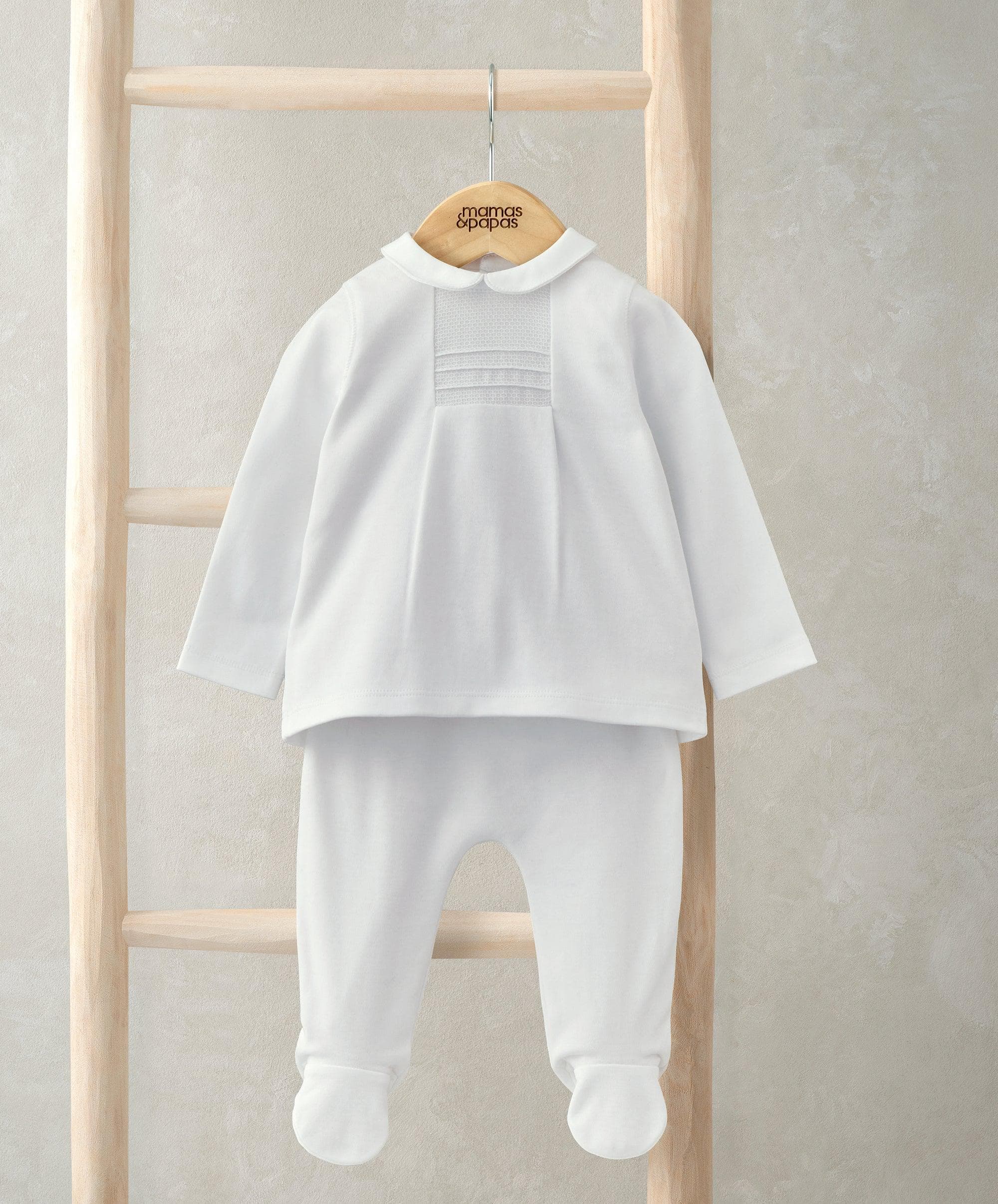 Peter Pan Collar Top Bottom Set (2 Pieces) White – Mamas