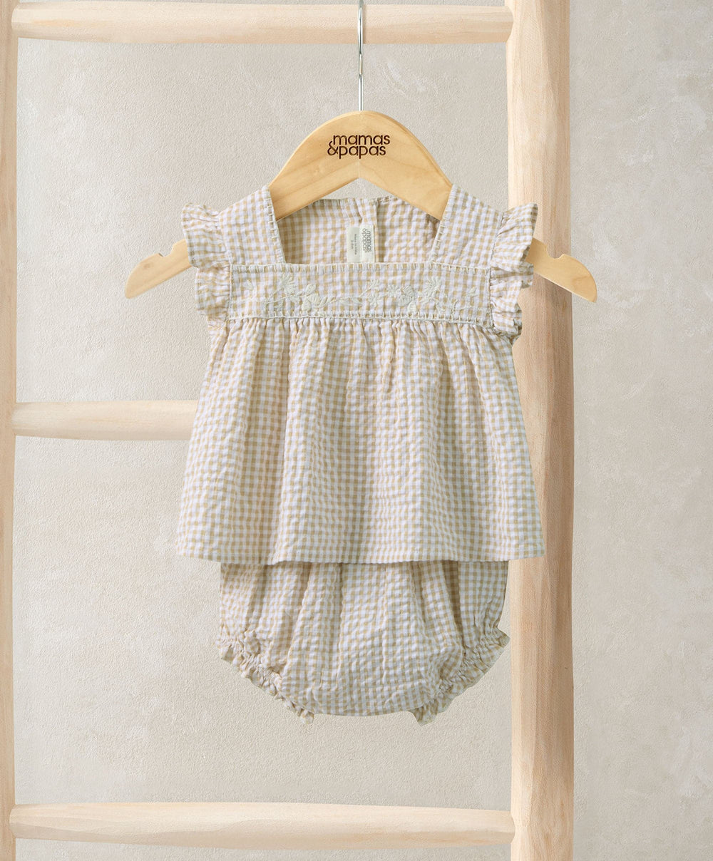Mamas &amp; Papas Outfits &amp; Sets Pink Gingham Blouse &amp; Bloomers
