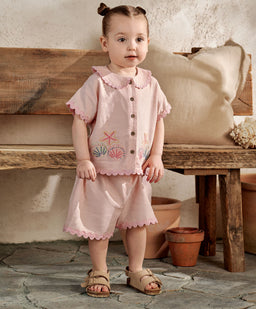 Mamas & Papas Outfits & Sets Pink Resort Shirt & Shorts Outfit Set