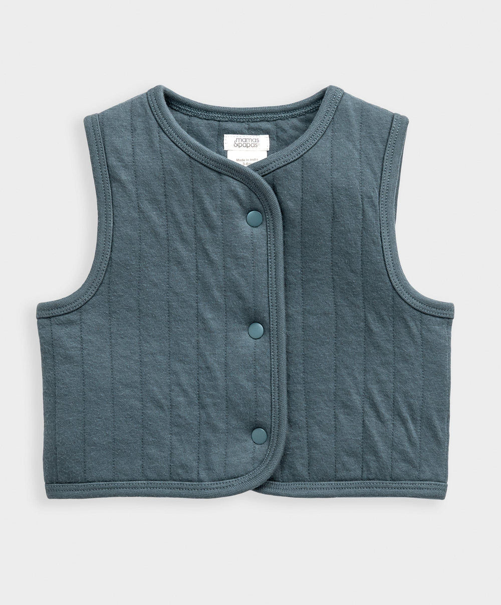 Mamas &amp; Papas Outfits &amp; Sets Quilted Gilet &amp; Striped Romper