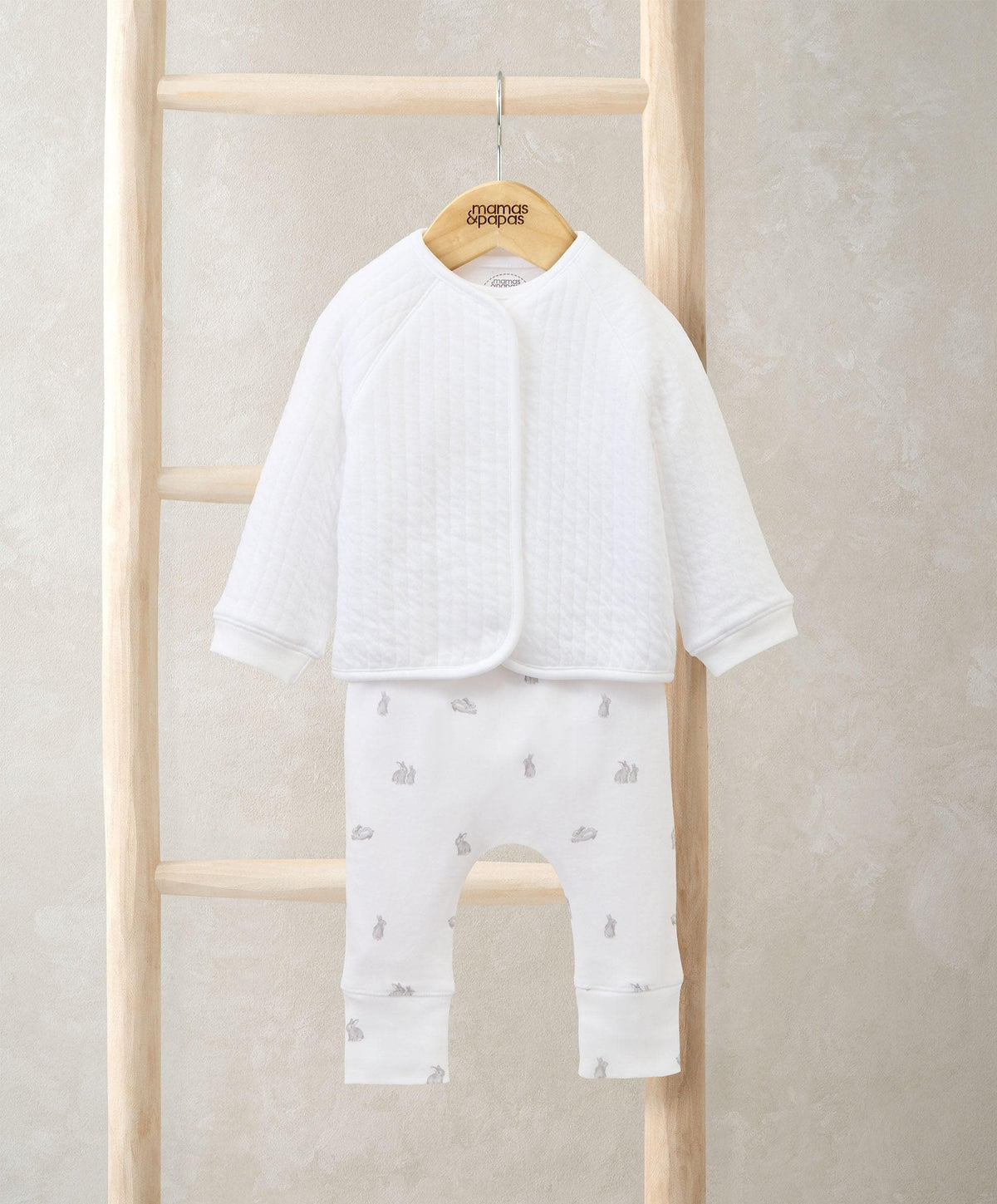 Mamas & Papas Outfits & Sets Quilted Jacket, Bodysuit & Bottoms Set (3 Pieces) – Bunny Print