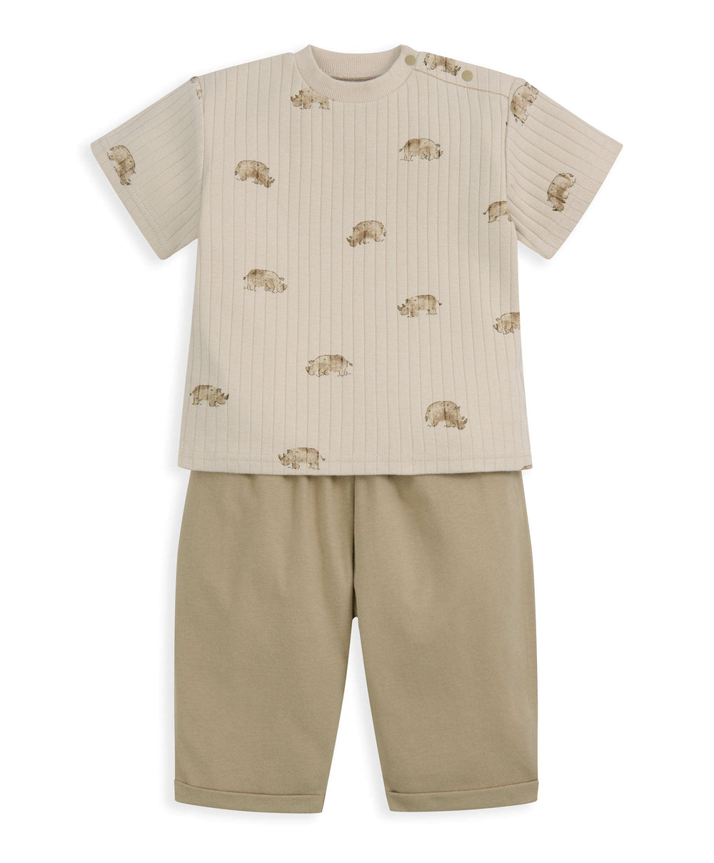Mamas &amp; Papas Outfits &amp; Sets Rhino Ribbed T-Shirt &amp; Trousers Outfit Set
