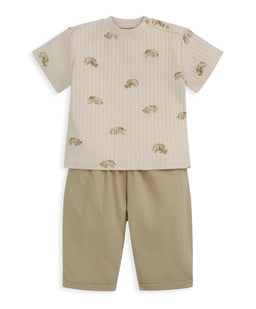 Mamas & Papas Outfits & Sets Rhino Ribbed T-Shirt & Trousers Outfit Set