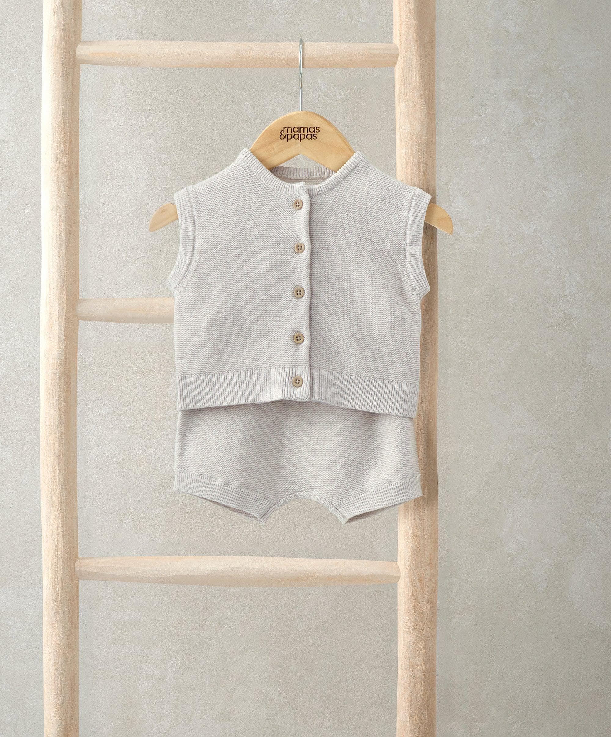 Ribbed Knit Cardigan Shorts Set (2 Pieces) Sand – Mamas Papas UK