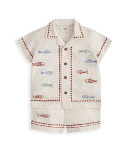 Mamas & Papas Outfits & Sets Sardine Linen Top & Shorts Set