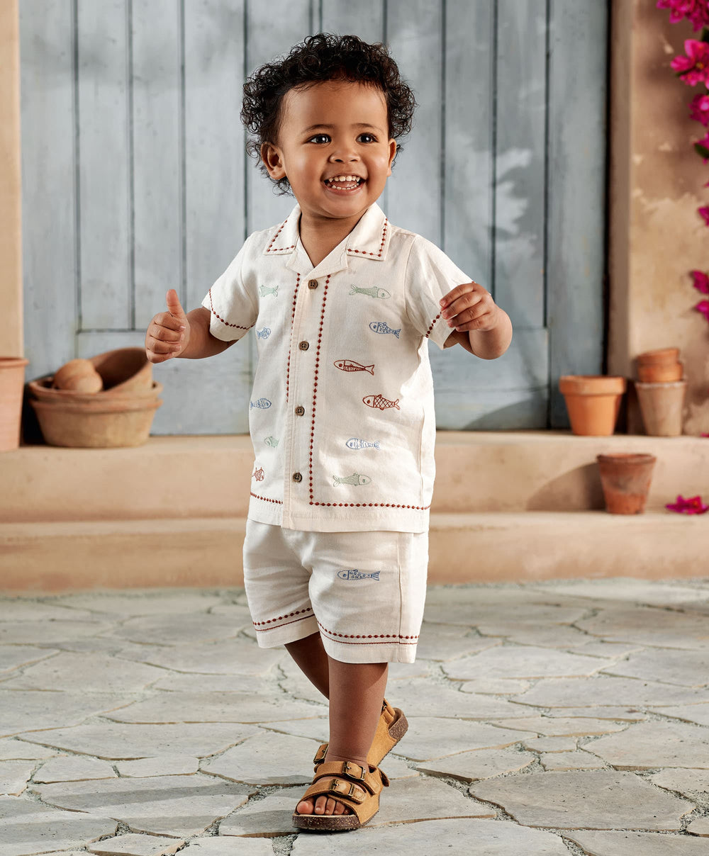 Mamas &amp; Papas Outfits &amp; Sets Sardine Linen Top &amp; Shorts Set