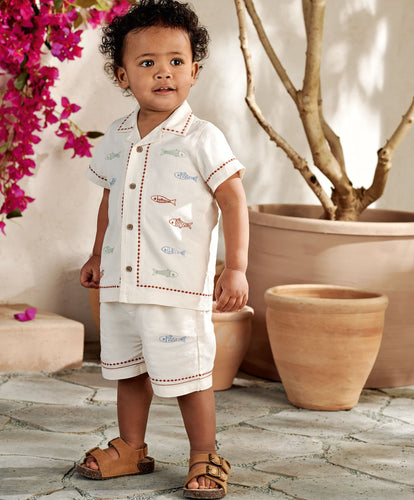 Mamas & Papas Outfits & Sets Sardine Linen Top & Shorts Set