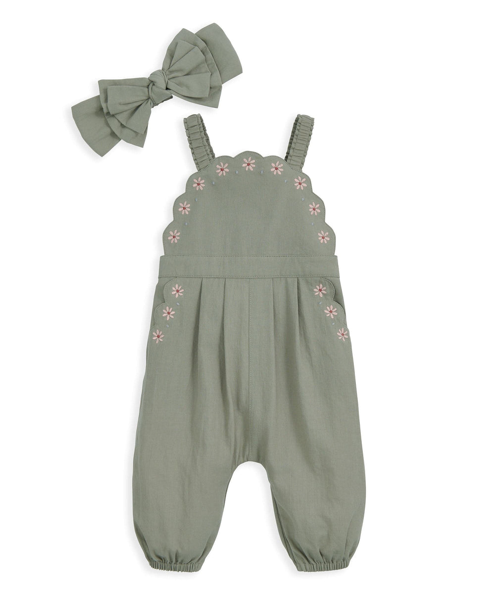 Mamas &amp; Papas Outfits &amp; Sets Scalloped Dunagrees &amp; Headband Set