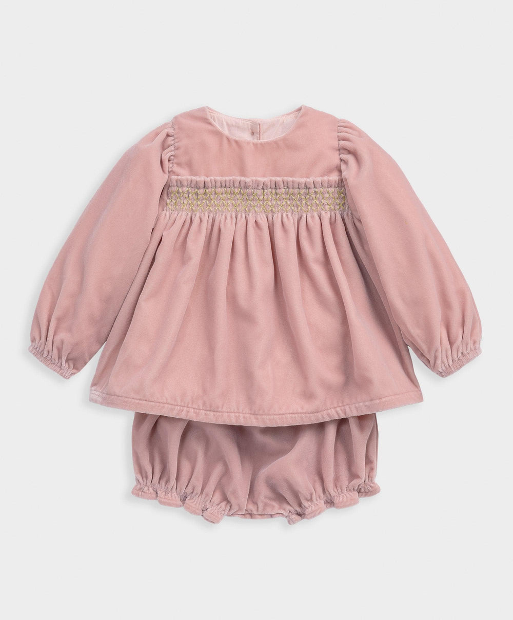 Mamas &amp; Papas Outfits &amp; Sets Smock Velvet Dress &amp; Bloomers