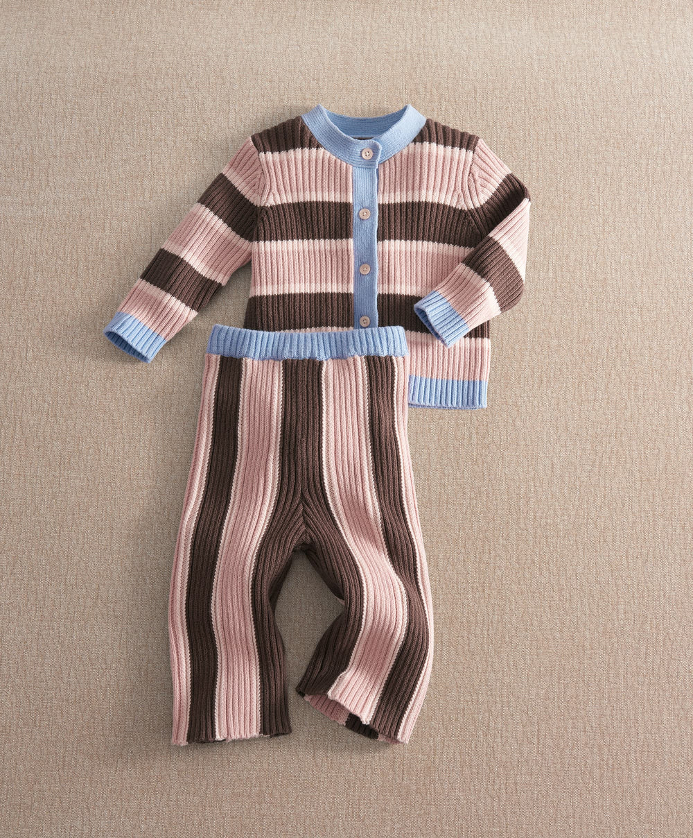 Mamas &amp; Papas Outfits &amp; Sets Stripe Cardigan &amp; Knitted Wide Leg Trousers