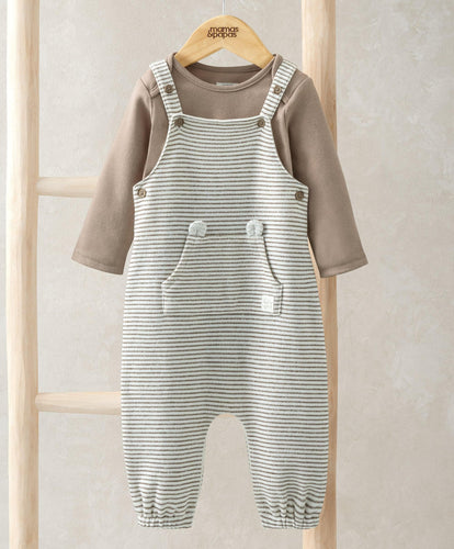 Mamas & Papas Outfits & Sets Stripe Dungarees & Bodysuit Outfit Set