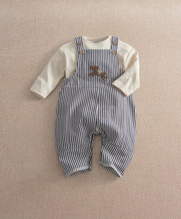 Mamas & Papas Outfits & Sets Stripe Dungarees & Long Sleeve Top