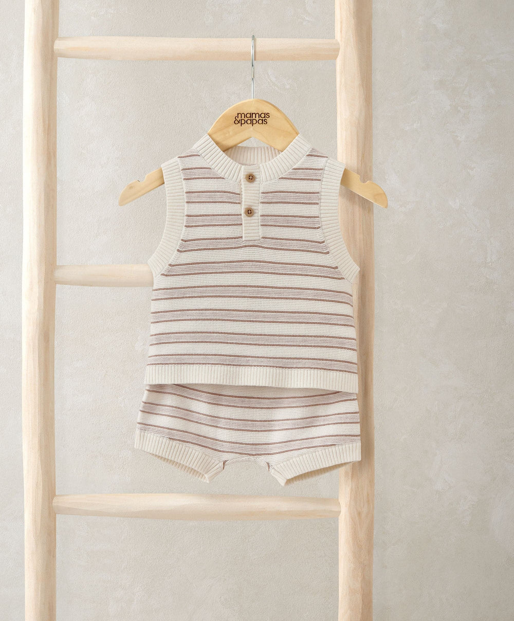 Mamas &amp; Papas Outfits &amp; Sets Stripe Knitted Top &amp; Shorts