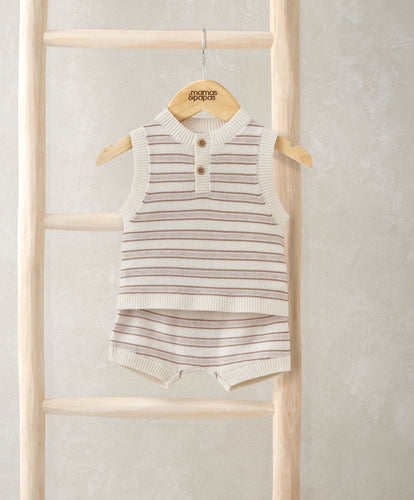 Mamas & Papas Outfits & Sets Stripe Knitted Top & Shorts