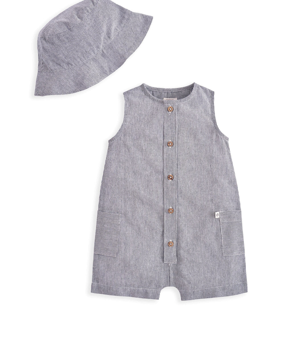 Mamas &amp; Papas Outfits &amp; Sets Stripe Shortie Romper &amp; Hat