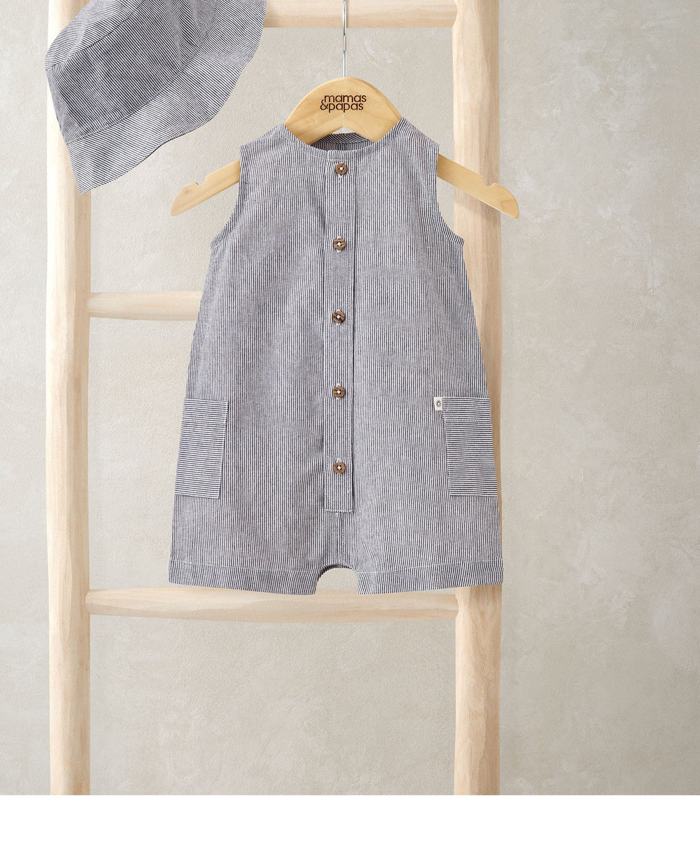 Mamas &amp; Papas Outfits &amp; Sets Stripe Shortie Romper &amp; Hat